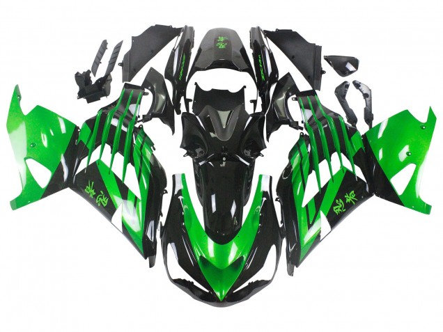 Lojas Kits Carenagem Moto Kawasaki ZX14R ZZR1400 2012-2024 - Verde Preto Brilhante