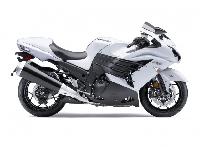 Lojas Carenagens Moto Kawasaki ZX14R ZZR1400 2012-2024 - Branco Preto Fosco