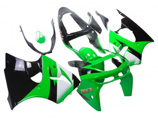 Lojas Carenagens Moto Kawasaki ZX6R 1998-1999 - Verde Branco Preto Brilhante