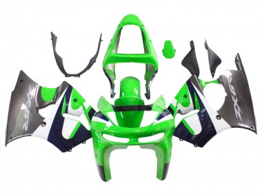 Lojas Carenagens Moto Kawasaki ZX6R 1998-1999 - Verde Branco Azul Escuro Prata