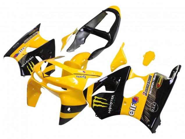 Lojas Carenagens Moto Kawasaki ZX6R 1998-1999 - Amarelo Preto Monstro Elf Bridgestone