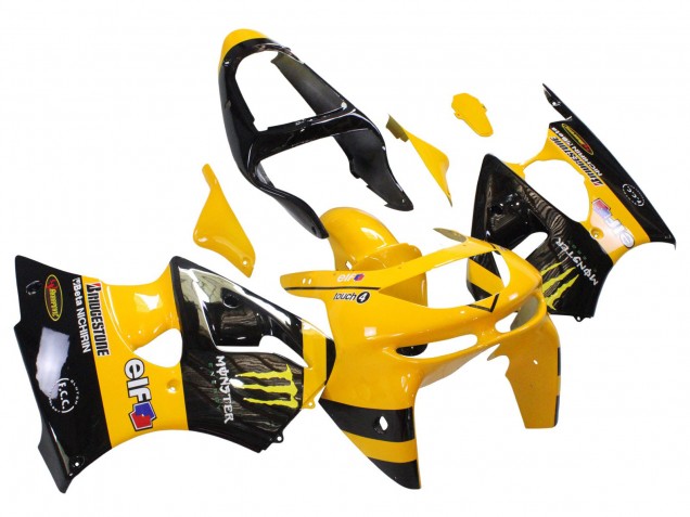 Lojas Carenagens Moto Kawasaki ZX6R 1998-1999 - Amarelo Preto Monstro Elf Bridgestone