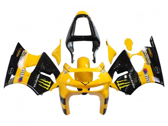 Lojas Carenagens Moto Kawasaki ZX6R 1998-1999 - Amarelo Preto Monstro Elf Bridgestone