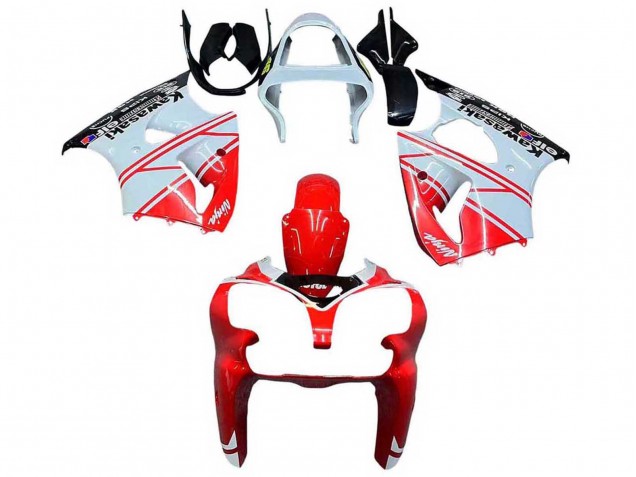 Lojas Carenagens Moto Kawasaki ZX6R 2000-2002 - Branco Vermelho Preto