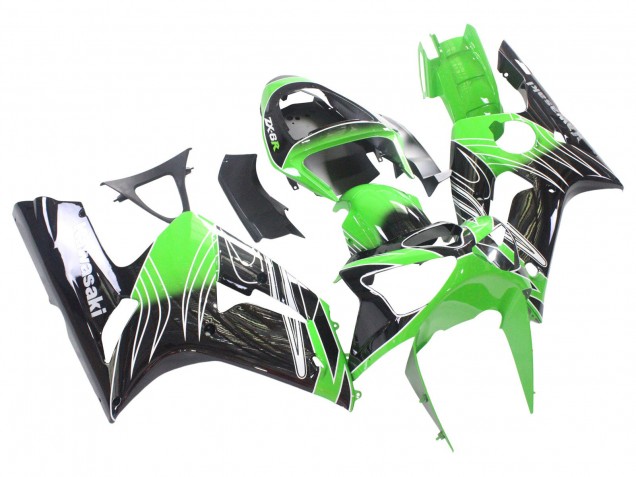 Lojas Carenagens Moto Kawasaki ZX6R 2003-2004 - Verde Branco Preto