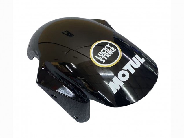 Lojas Carenagens Moto Kawasaki ZX6R 2003-2004 - Preto Brilhante Branco Motul Lucky Strike