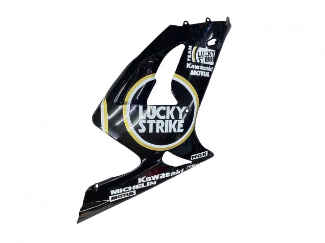 Lojas Carenagens Moto Kawasaki ZX6R 2003-2004 - Preto Brilhante Branco Motul Lucky Strike