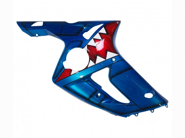 Lojas Carenagens Moto Kawasaki ZX6R 2003-2004 - Azul Branco Vermelho Tubarão