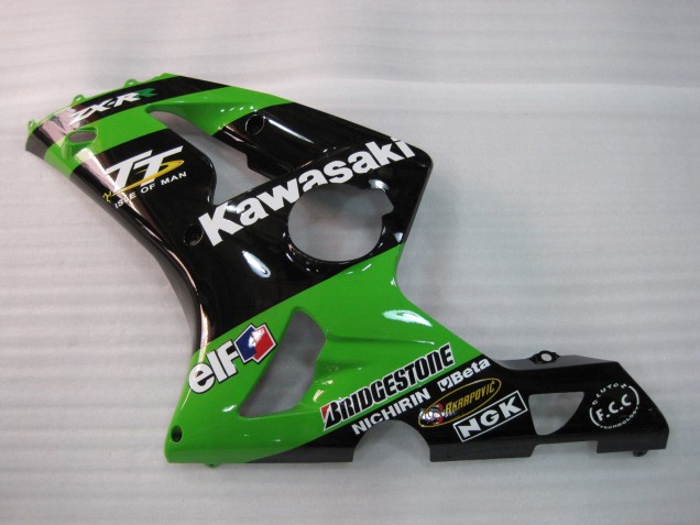 Lojas Carenagens Moto Kawasaki ZX6R 2003-2004 - Verde Preto Elf Bridgestone