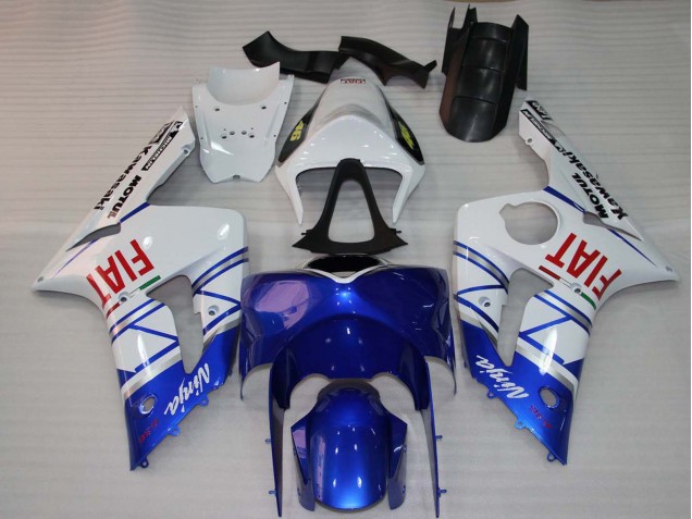 Lojas Carenagens Moto Kawasaki ZX6R 2003-2004 - Branco Azul Vermelho Fiat