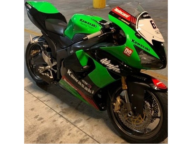 Lojas Carenagens Moto Kawasaki ZX6R 2005-2006 - Verde Vermelho Preto Elf 66
