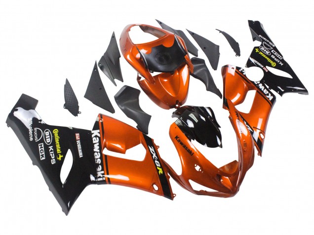 Lojas Carenagem Moto Kawasaki ZX6R 2005-2006 - Laranja Preto