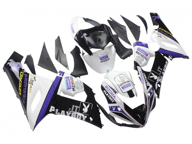 Lojas Carenagens Moto Kawasaki ZX6R 2005-2006 - Branco Roxo Preto Rizoma Playboy DENSO
