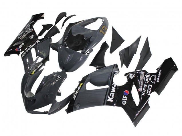 Lojas Carenagens Moto Kawasaki ZX6R 2005-2006 - Cinzento Escuro Preto