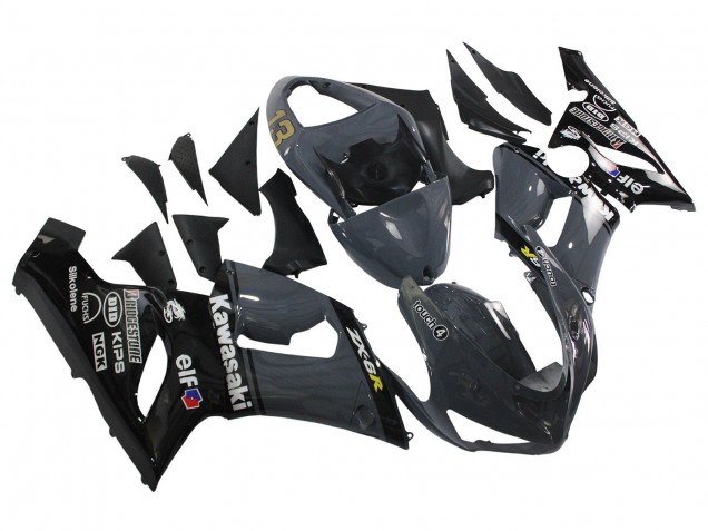 Lojas Carenagens Moto Kawasaki ZX6R 2005-2006 - Cinzento Escuro Preto