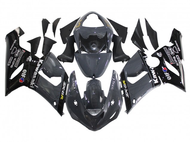 Lojas Carenagens Moto Kawasaki ZX6R 2005-2006 - Cinzento Escuro Preto