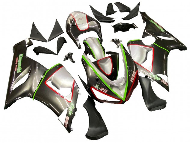 Lojas Carenagens Moto Kawasaki ZX6R 2005-2006 - Preto Prata Verde Vermelho K-26