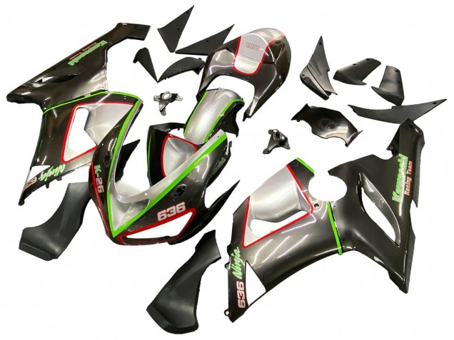 Lojas Carenagens Moto Kawasaki ZX6R 2005-2006 - Preto Prata Verde Vermelho K-26