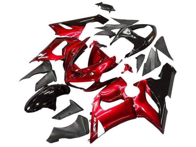 Lojas Carenagens Moto Kawasaki ZX6R 2005-2006 - Vermelho Preto
