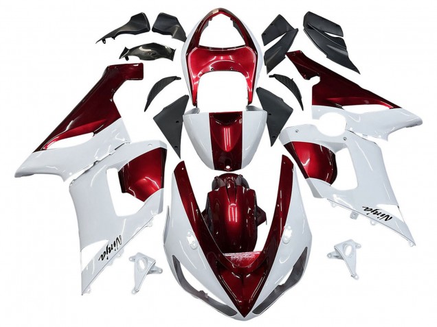 Lojas Carenagens Moto Kawasaki ZX6R 2005-2006 - Branco Vermelho