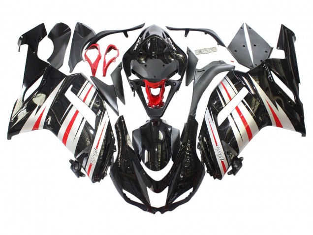 Lojas Carenagens Moto Kawasaki ZX6R 2007-2008 - Preto Prata Vermelho Ninja