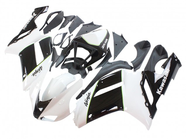 Lojas Carenagens Moto Kawasaki ZX6R 2007-2008 - Preto Branco Ninja