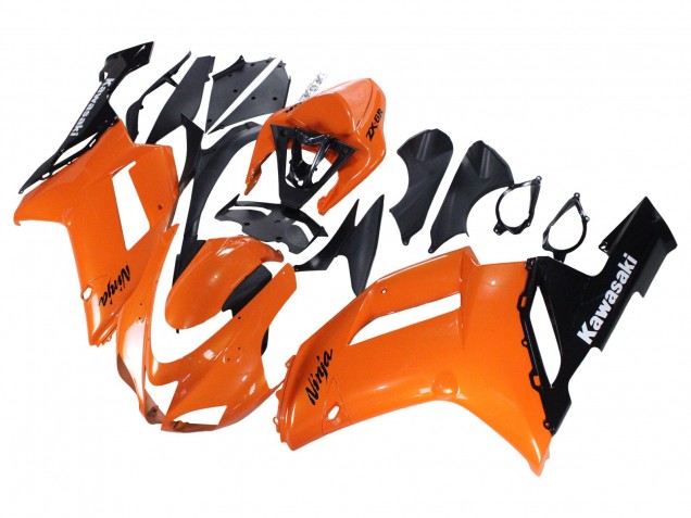 Lojas Carenagens Moto Kawasaki ZX6R 2007-2008 - Laranja Preto Ninja