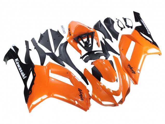 Lojas Carenagens Moto Kawasaki ZX6R 2007-2008 - Laranja Preto Ninja