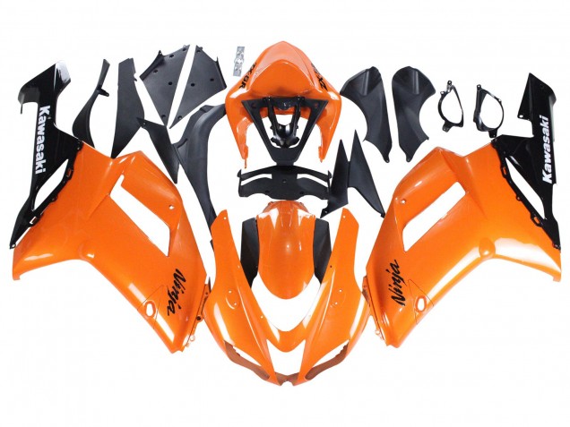 Lojas Carenagens Moto Kawasaki ZX6R 2007-2008 - Laranja Preto Ninja