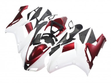 Lojas Carenagem Moto Kawasaki ZX6R 2007-2008 - Branco Vermelho