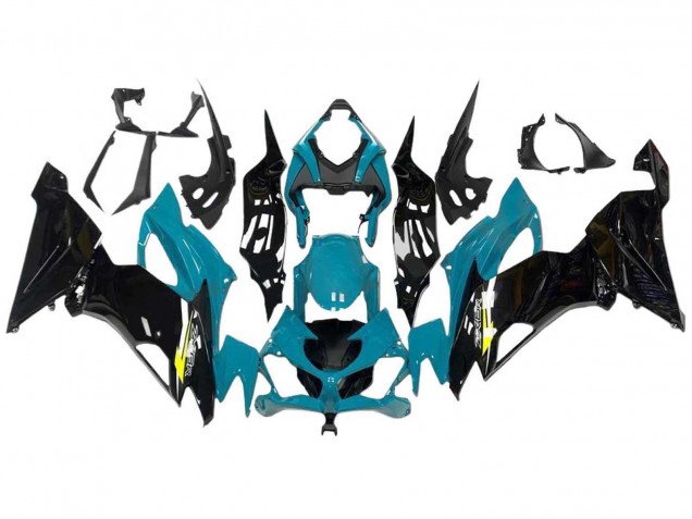 Lojas Carenagens Moto Kawasaki ZX6R 2009-2012 - Azul Claro Preto Brilhante Amarelo