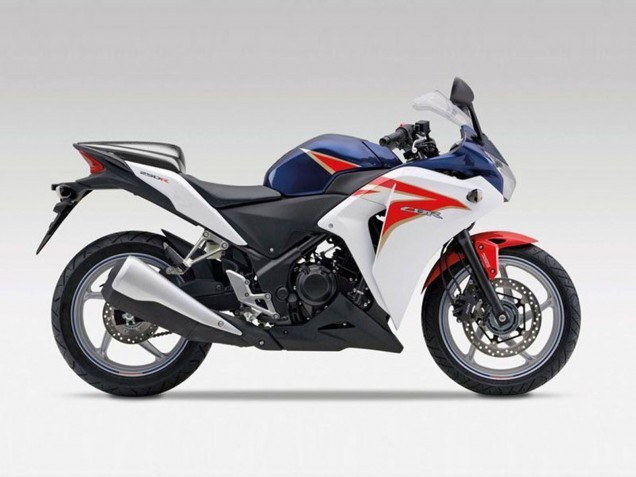 Lojas Carenagens Moto Honda CBR250RR 2011-2015 - Branco Vermelho Azul Escuro Listra