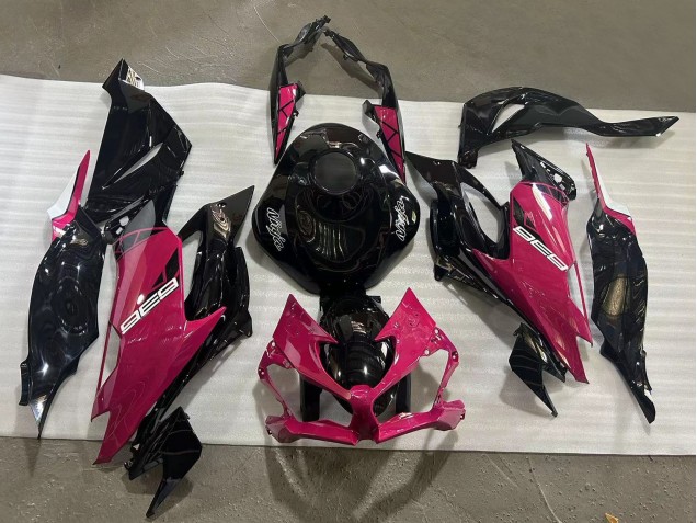 Lojas Carenagens Moto Kawasaki ZX6R 2019-2022 - Preto Brilhante Rosa Ninja