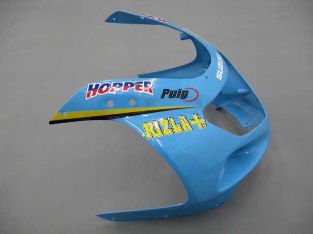Lojas Carenagens Moto Suzuki GSXR1000 2000-2002 - Azul Claro Amarelo Preto Motul Rizla