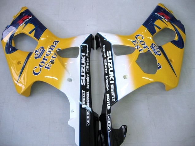 Lojas Carenagens Moto Suzuki GSXR1000 2000-2002 - Amarelo Azul Escuro Branco Motul Corona