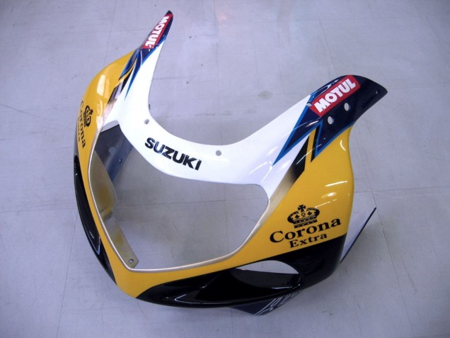 Lojas Carenagens Moto Suzuki GSXR1000 2000-2002 - Amarelo Azul Escuro Branco Motul Corona