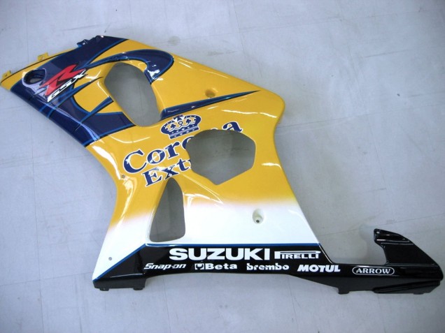Lojas Carenagens Moto Suzuki GSXR1000 2000-2002 - Amarelo Azul Escuro Branco Motul Corona