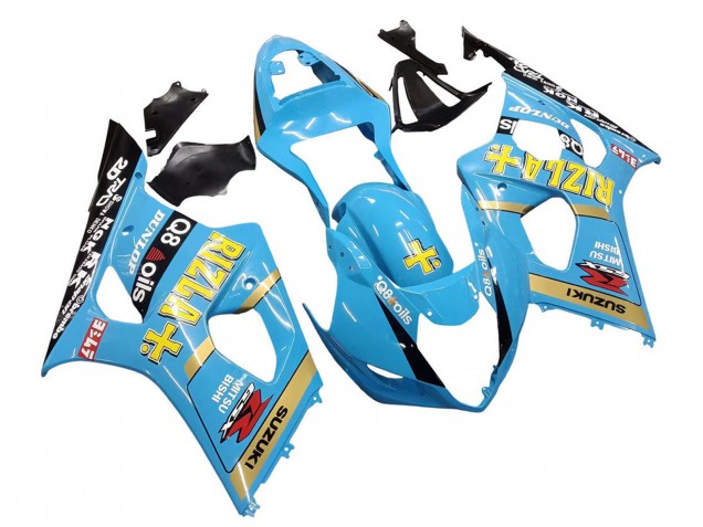 Lojas Carenagens Moto Suzuki GSXR 1000 2003-2004 - Azul Claro Amarelo Preto Rizla Motul