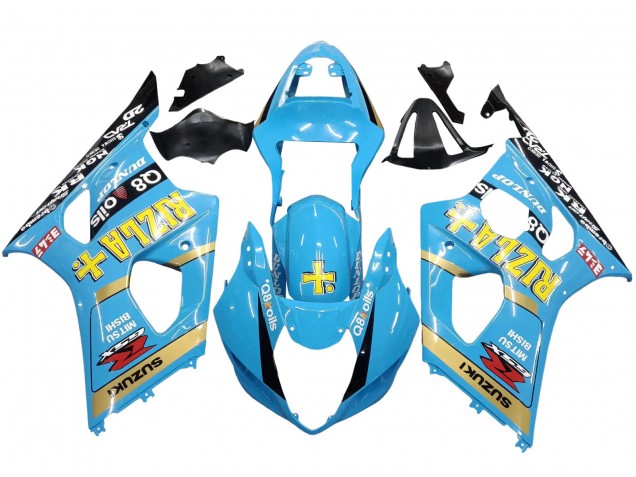Lojas Carenagens Moto Suzuki GSXR 1000 2003-2004 - Azul Claro Amarelo Preto Rizla Motul