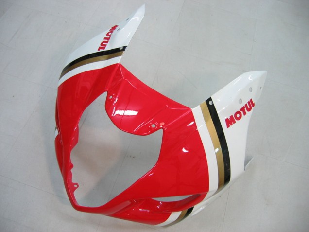 Lojas Carenagens Moto Suzuki GSXR 1000 2003-2004 - Branco Vermelho Motul Lucky Strike