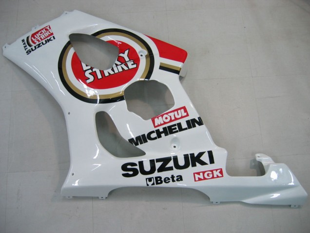 Lojas Carenagens Moto Suzuki GSXR 1000 2003-2004 - Branco Vermelho Motul Lucky Strike