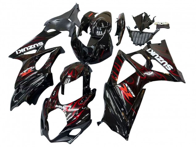 Lojas Carenagens Moto Suzuki GSXR 1000 2007-2008 - Preto Vermelho Chama
