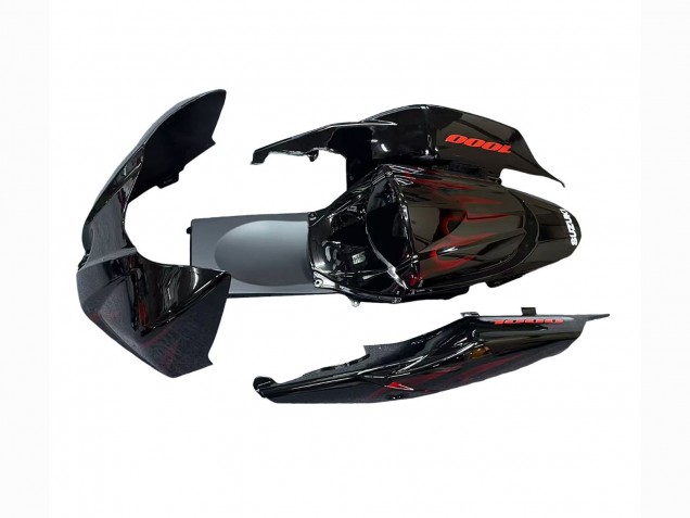Lojas Carenagens Moto Suzuki GSXR 1000 2007-2008 - Preto Vermelho Chama
