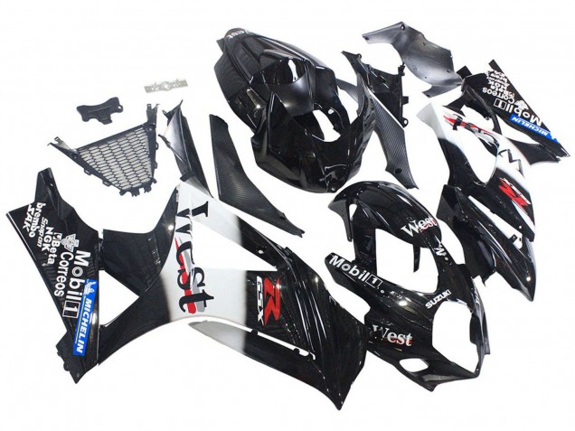 Lojas Carenagens Moto Suzuki GSXR 1000 2007-2008 - Preto Brilhante Branco West