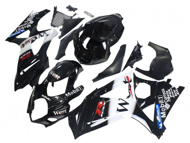 Lojas Carenagens Moto Suzuki GSXR 1000 2007-2008 - Preto Brilhante Branco West