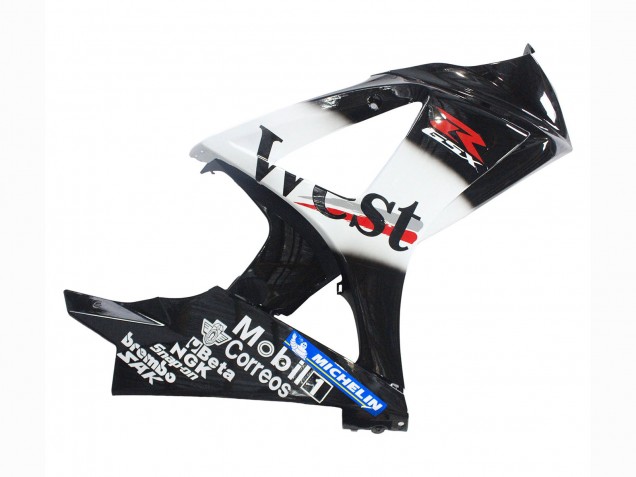 Lojas Carenagens Moto Suzuki GSXR 1000 2007-2008 - Preto Brilhante Branco West