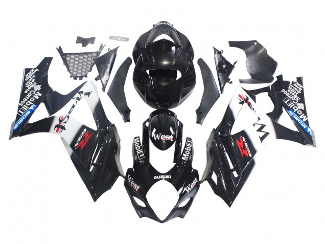 Lojas Carenagens Moto Suzuki GSXR 1000 2007-2008 - Preto Brilhante Branco West