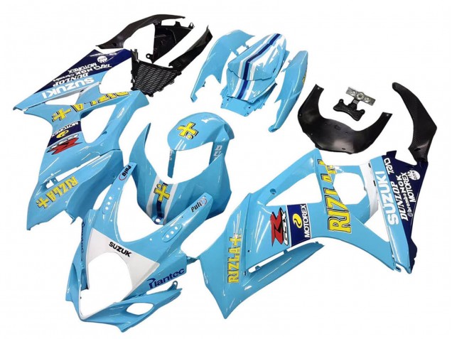 Lojas Carenagens Moto Suzuki GSXR 1000 2007-2008 - Azul Claro Amarelo Preto Motul Rizla