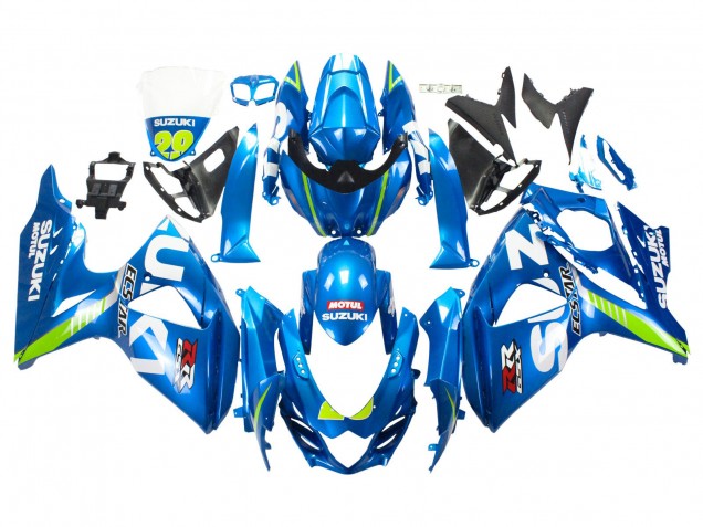 Lojas Carenagens Moto Suzuki GSXR 1000 2009-2016 - Azul Claro Verde Motul 29 Ecstar