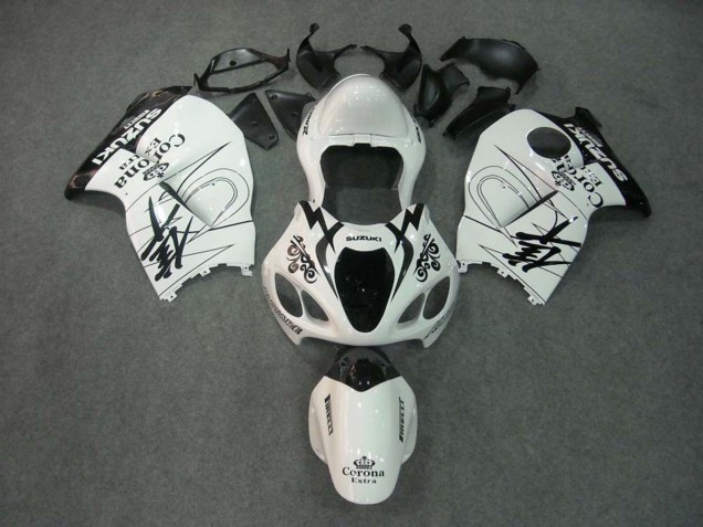 Lojas Carenagens Moto Suzuki GSXR 1300 Hayabusa 1996-2007 - Branco Preto Corona